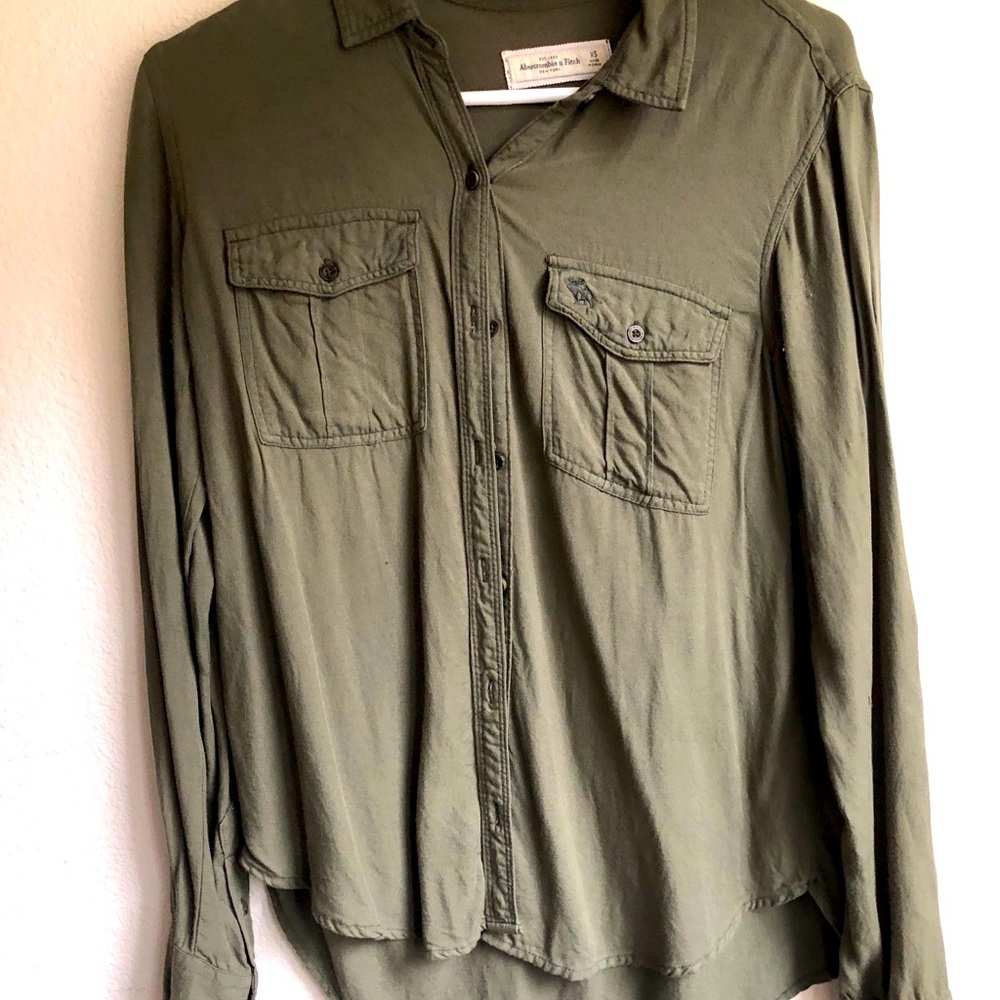 Abercrombie and Fitch olive green Button up